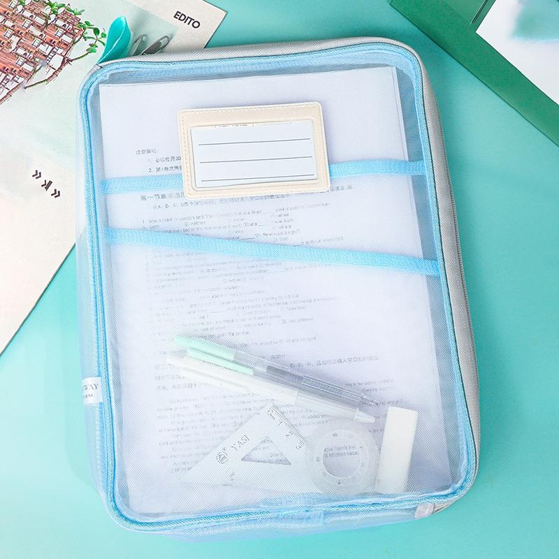 Сетчатая сумка на молнии с 3 отделениями, большая вместимость, органайзер, папки, сумка для хранения канцелярских принадлежностей, органайзеры для мелочей, сумка для хранения школьных книг