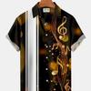 Men's Casual Shirt 3D Music Note Printed Hawaiian Men's Short Sleeve Lining