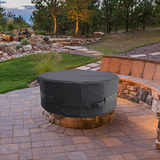 Водонепроницаемый круглый чехол для костра из ткани Оксфорд 600D, устойчивый к ультрафиолетовому излучению, защитный чехол для костра, устойчивый к погодным условиям, с пряжками, ручками для встроенного камня на открытом воздухе