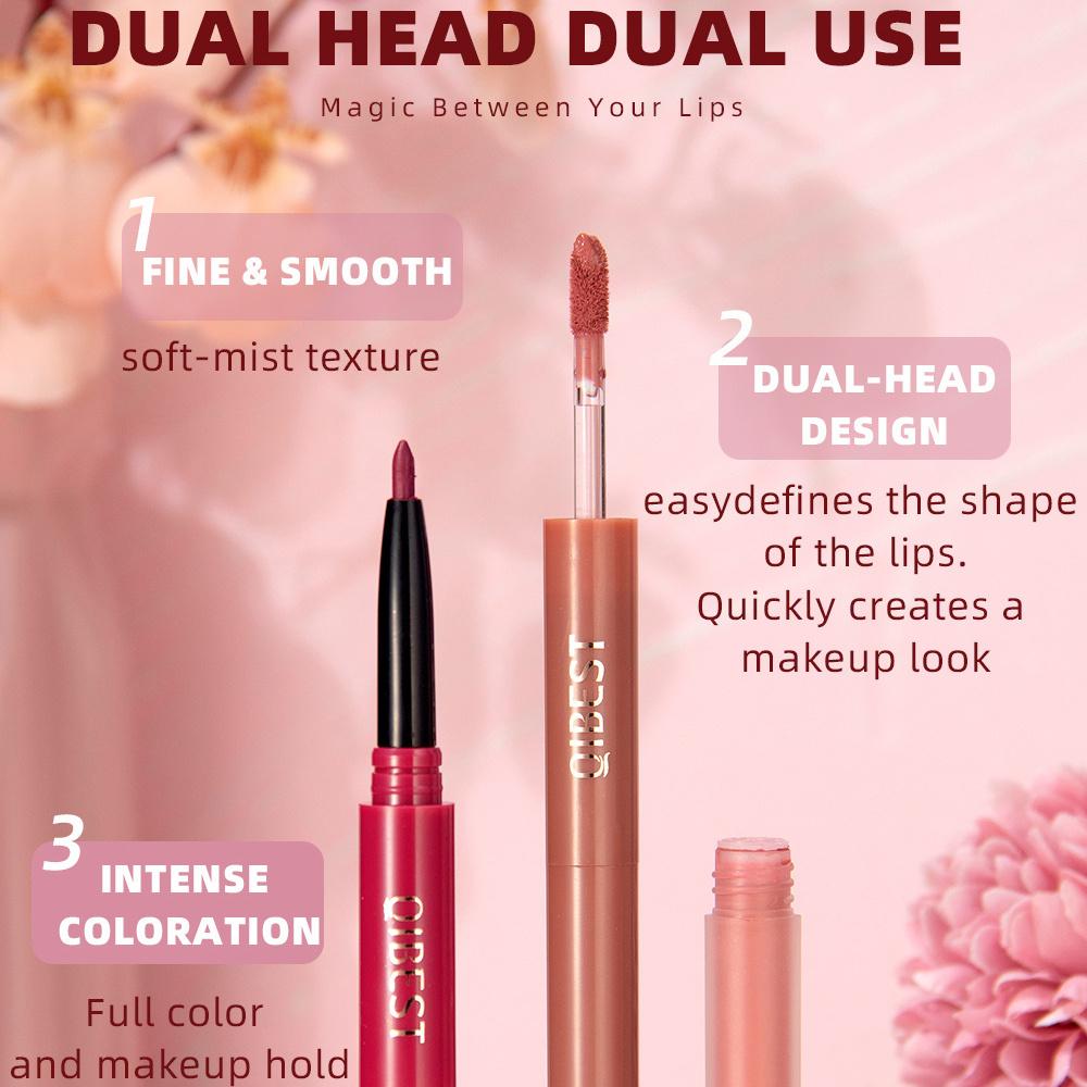 3Pcs/set Dual-head Lip Gloss Lip Liner Pencil 2-in-1 Set Waterproof Matte Velvet Non-smudge Dual-head Lip Glaze Lip Liner Lipstick Set