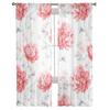 Pink Watercolor Flowers Retro Window Tulle Curtains for Living Room Bedroom Hotel Luxury Decoration Sheer Curtains