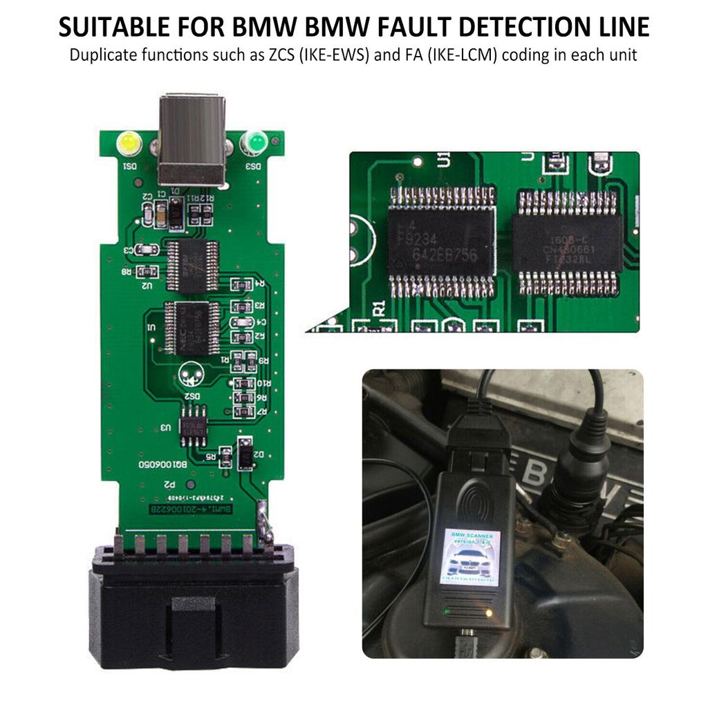 Car Diagnostic Scanner 1.4.0 Programmer USB Diagnostic Interface Unlock Tool Kit for BMW Multi-Function Auto Diagnostic Tool