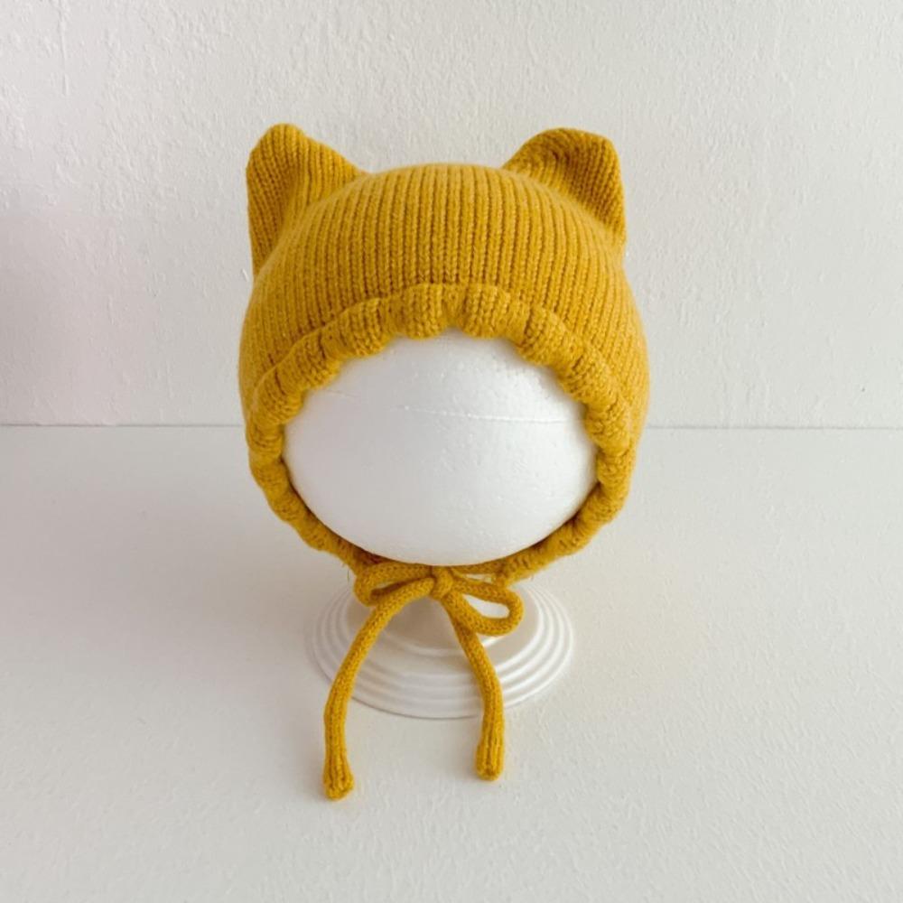 Winter Baby Knitting Hat Solid Color Ear Protection Cap Cute Cat Ear Knit Hat Boys Girls