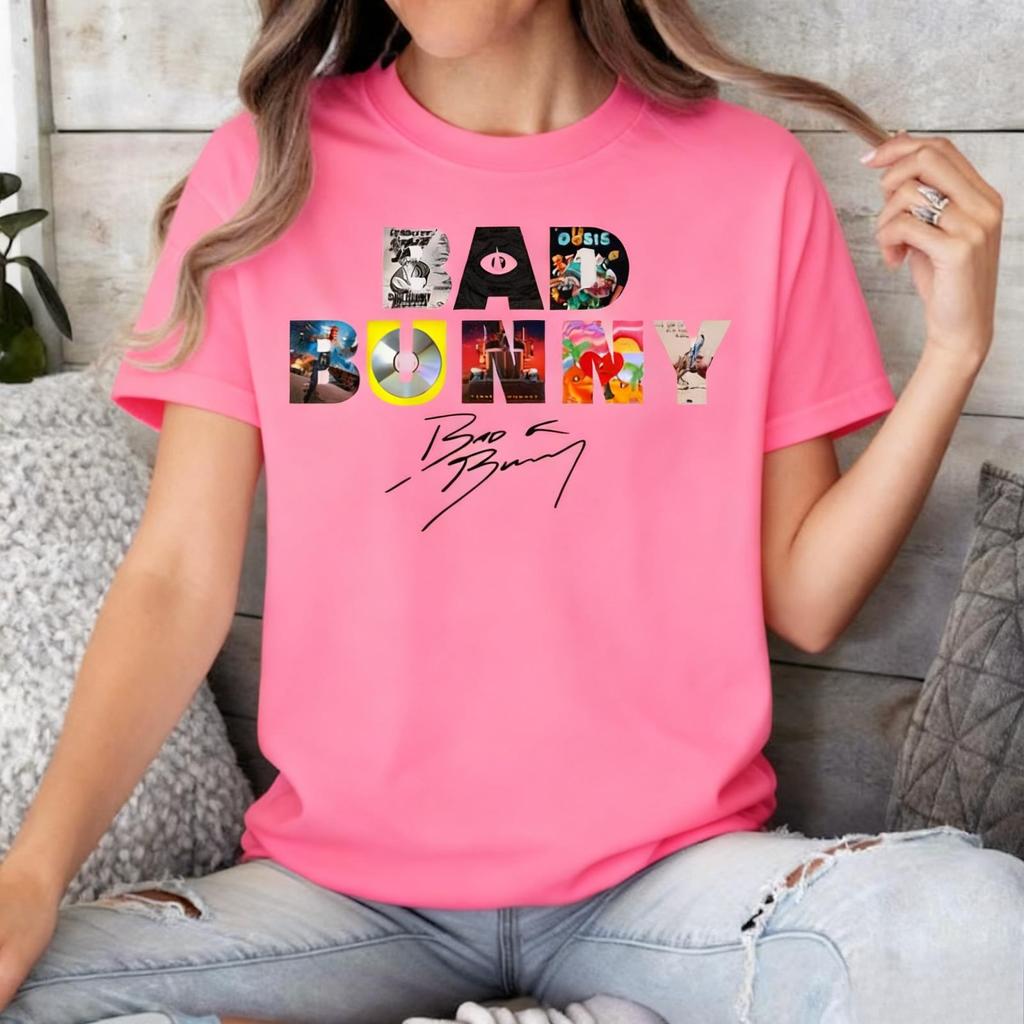 Adults Women Bad Bunny Cotton Casual Printed Short Sleeves T-shirt Tops