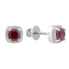 Silver Earrings with Natural Ruby 1.655ct, Cubic Zirconia (2198369)