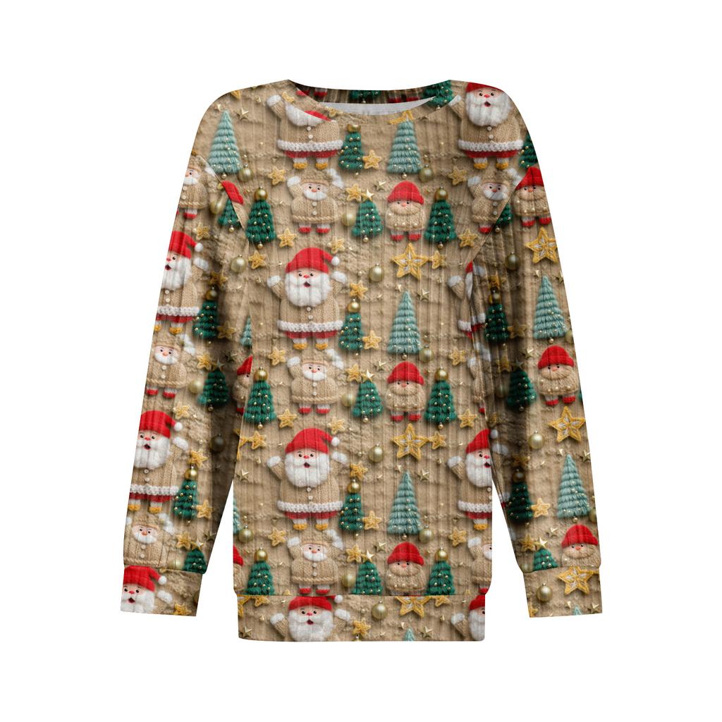 Women's Printed Lightweight Brushed-Cotton Round Neck Top