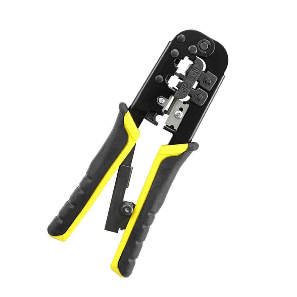 Ratcheting Crimping Tool 3 In 1 Multifunction Wire Crimpers Stripper Cutter, 8P 6P Network Line