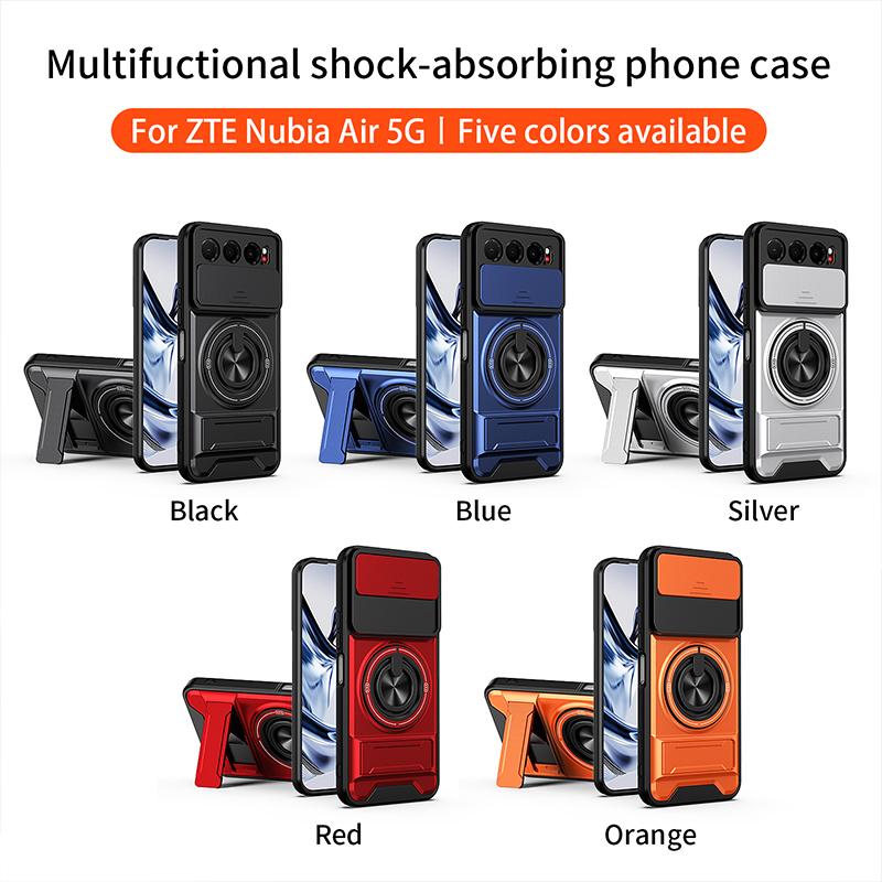 Slide Camera Cover for ZTE Nubia Air 5G Case With Built-in Ring Stand and Folding Stand