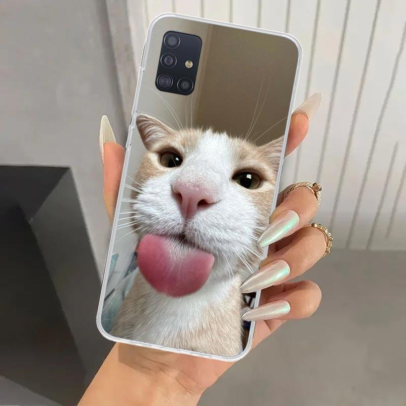 Забавный чехол для телефона с мемами про кошек для Samsung Galaxy A52 A32 A22 A12 A02S A50S A30S A10S Note 20 Ultra 10 Plus S10 A31 A20 A71 A72