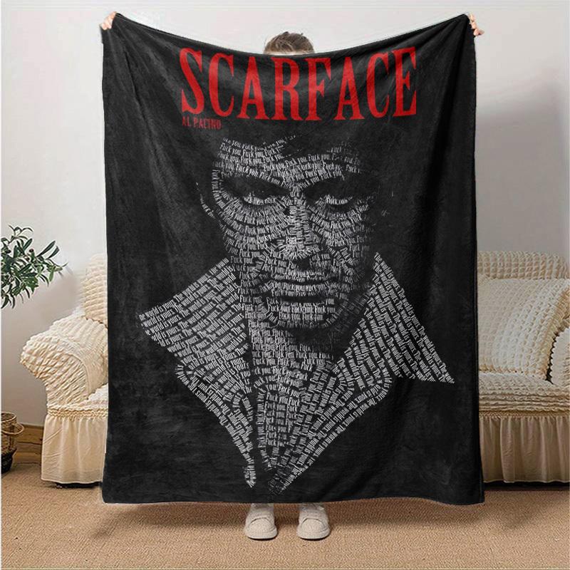 1pc Scarface-Inspired Home Decor: Cozy Blanket, Perfect Gift for Bedroom, Living Room, Travel, Camping, Car, Beach, Office Naps, Ideal Sofa Throw, Out