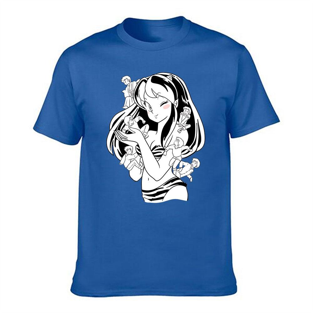 Unisexs Pure Cotton Tshirt Urusei Yatsura Lum Ataru Moroboshi Anime Print Casual Short Sleeve Tee