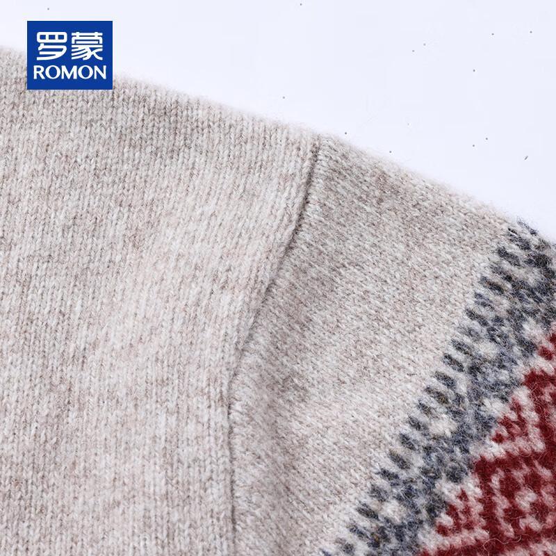 ROMON Мужской толстый свитер из жаккардового трикотажа из 100% шерсти