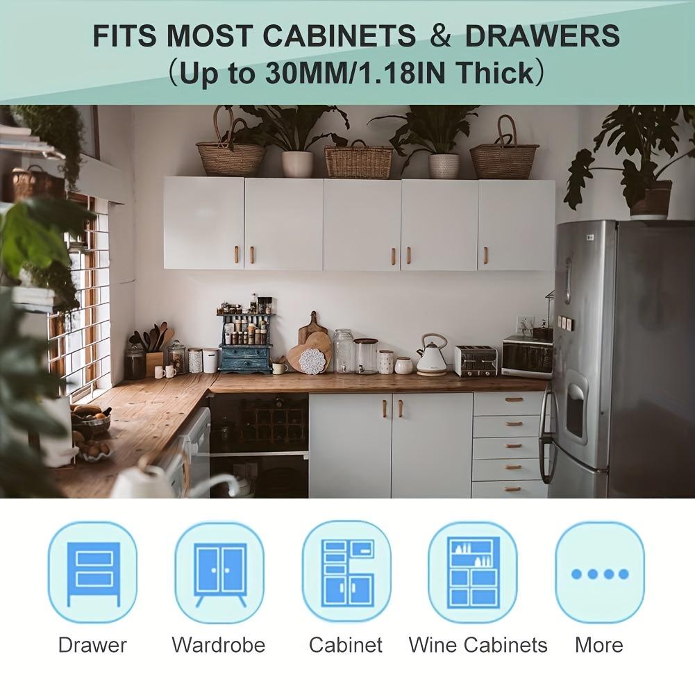 Магнитные замки для шкафа, 4 шт., защелки для ящиков шкафа, простая установка на клей, не требует сверления или инструментов (4 упаковки + 1 ключ)