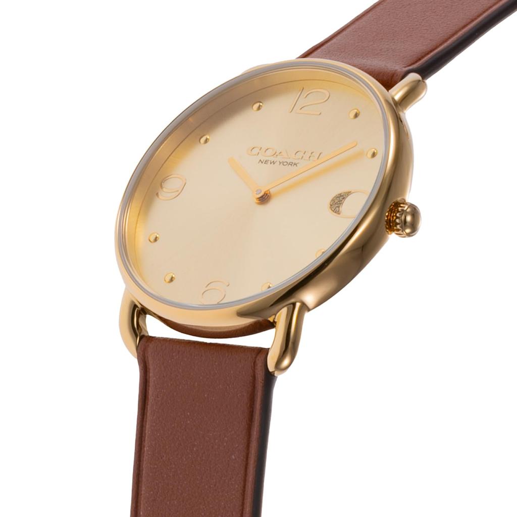 Часы ELLIOT из нержавеющей стали с минеральным стеклом, кварцевые, повседневные, водонепроницаемые, 14504201, коричневые [Coach] женские [Товар]