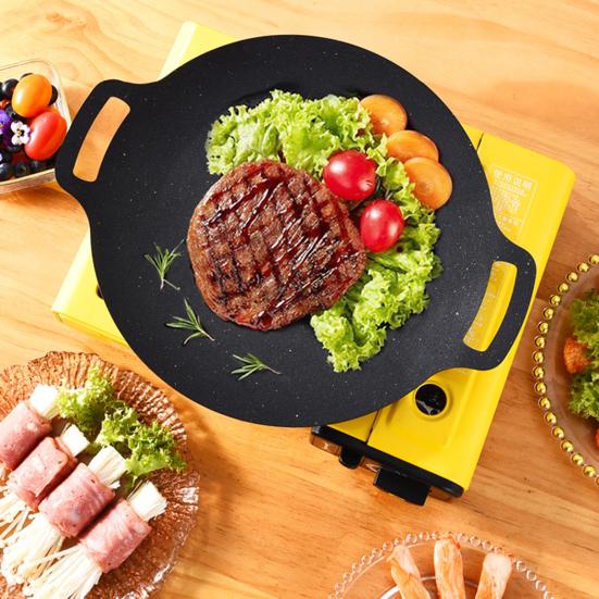 Сковорода для гриля с антипригарным покрытием, многофункциональная, легкая, круглая, для выпечки, гриля, быстрого нагрева, походный поднос с ручкой