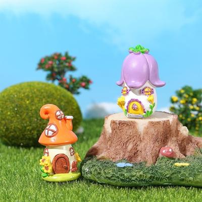 Грибной мини-домик, 3D подарки, однотонный прекрасный сказочный сад, красочный декор для рабочего стола, миниатюрные аксессуары