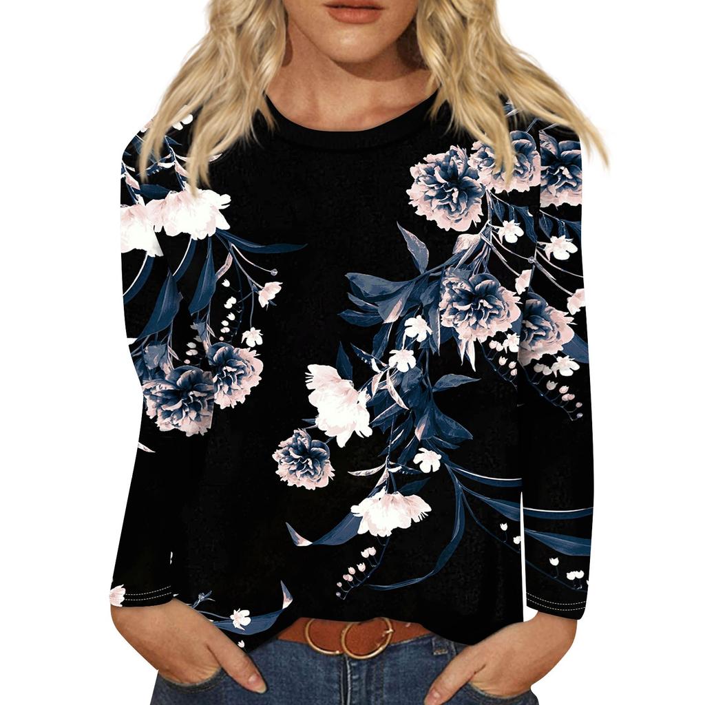 Женская мода повседневная блузка с длинным рукавом и круглым вырезом, молодежная женская одежда, женская одежда 2024