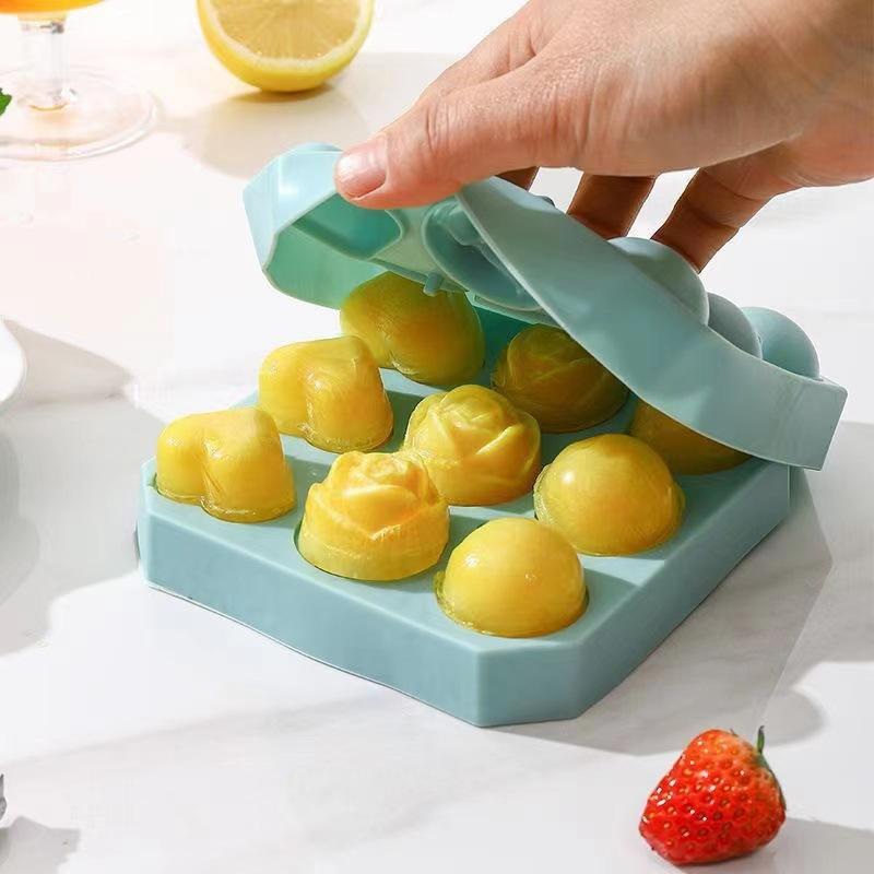 Silicone Molds Ice Cube Tray With Lid Rose Flower Heart Shape Reusable Ice Mold Bar Kitchen Accessories Ice Cream Maker Tool