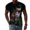 Fashion Personality Fox Graphic T Shirts Summer Men Casual Animal Pattern Printing T-shirt Hip Hop Harajuku Style T-shirt Top