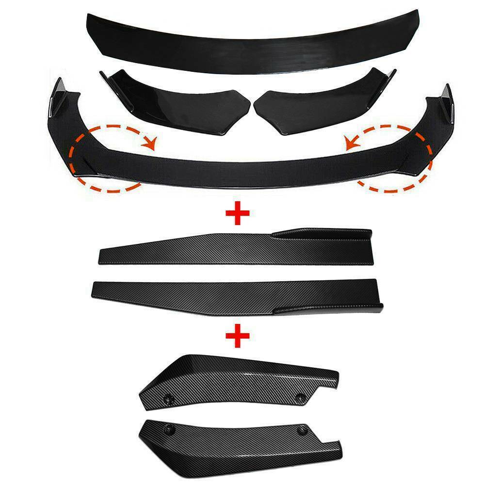 Quality Auto Parts Universal Front Bumper Splitter Lip Spoiler Diffuser Body Kit Black Winglets Side Skirt Extension Protector