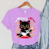 Футболки METALLICAT, женские футболки с круглым вырезом, женская одежда с рисунком гитары, топы в стиле Харадзюку с животными и кошкой, женские винтажные футболки