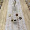 White Retro Lace Mesh Shawl: French Embroidered Decorative Table Runner