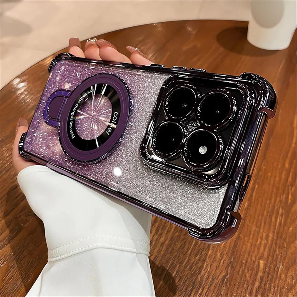 Glitter Shockproof Phone Case For Motorola Edge 60 50 Fusion Pro NEO G14 G24 G34 G54 G84 G52 G10 Magnetic Bracket Holder Cover
