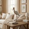Handcrafted Long-legged Bird Ornament Vintage Wooden Carving Statue  Table Centerpiece
