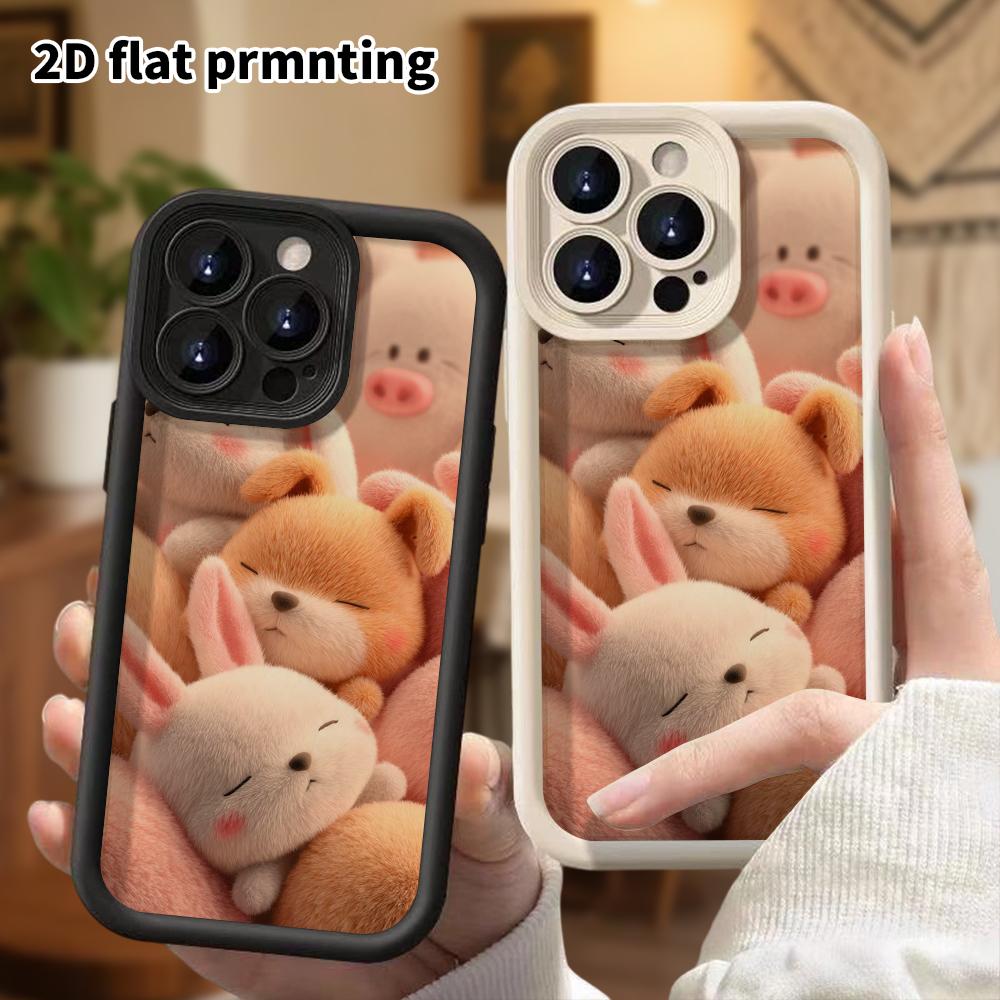 Чехол для телефона: 2D плоский дизайн, подходящий для защитного чехла iPhone 18 17 16 15 14 13 Pro, милая стопка маленьких животных, идеальный праздничный подарок на Рождество и