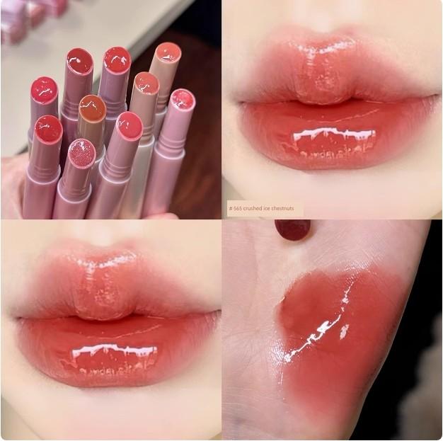 Joocyee Fermented Solid Lip Gloss 568 Mirror-Like Water-Gloss Moisturizing Lip Glaze 1990 Moisturizing Lipstick for Women Sparkling Lip Balm