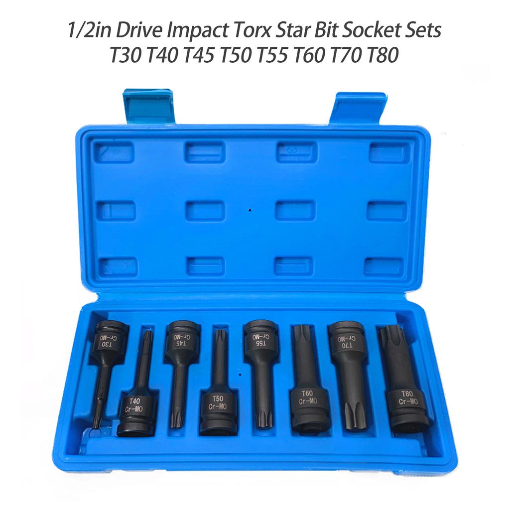 Наборы торцевых головок со звездочкой Torx 1/2 дюйма T30 T40 T45 T50 T55 T60 T70 T80
