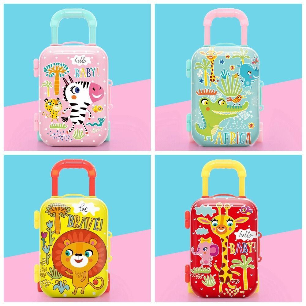 Mini Animals Suitcase Toy Animals Pattern Cartoon Piggy Bank Mini Trolley Case Model Kids