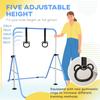 Adjustable Height Foldable Kids Gymnastics Bar W Non Slip Rubber Floor Rings For 3 Plus Years Blue