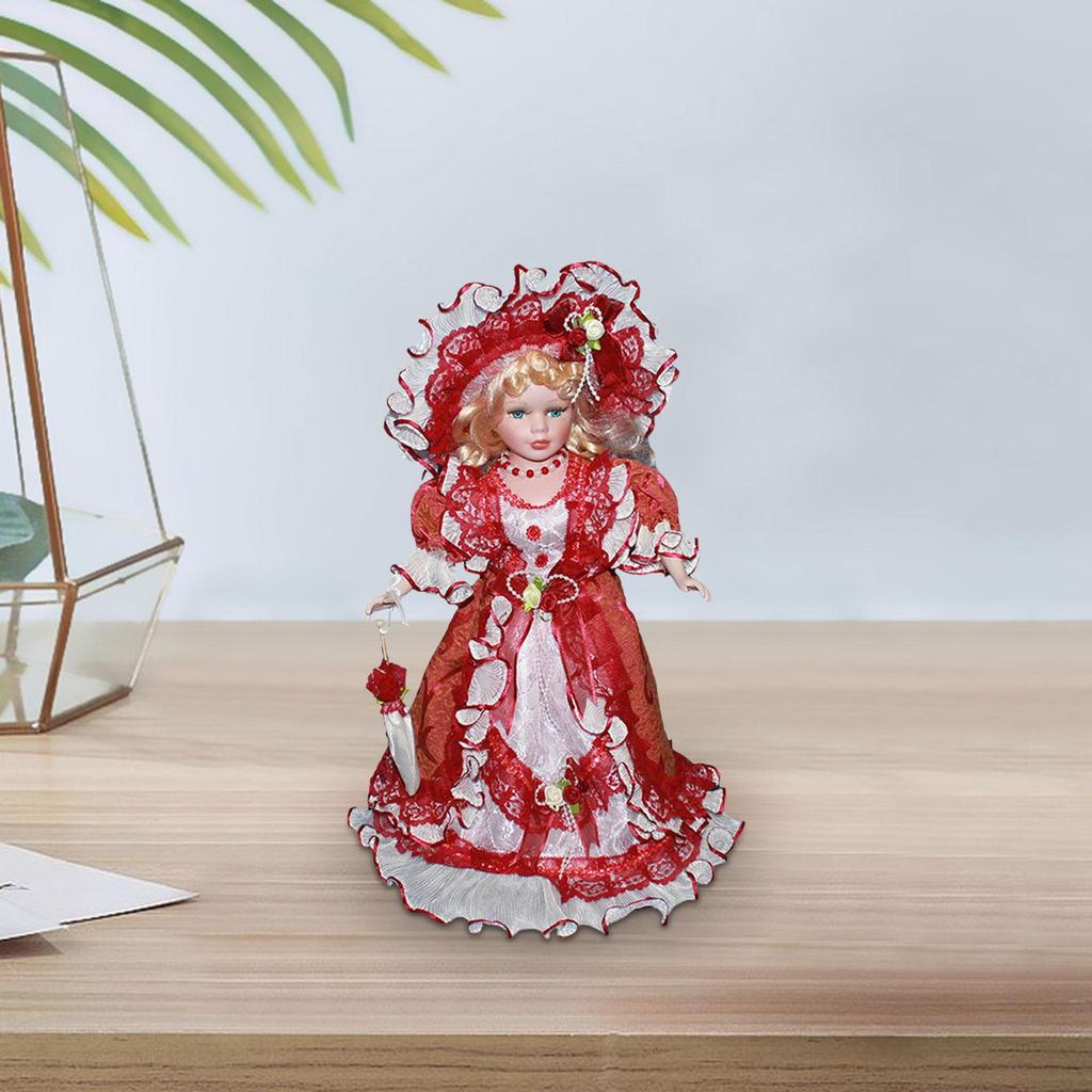 40cm Collectible Curly Hair Miniature Porcelain People Ceramic Doll for Ornament Gift Birthday Doll House Decoration Kids