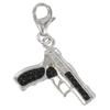 [Q4906] - Silver Charm Pendant 'Pistolet' Black Silver-plated (rhodium-plated) - 18x15 Mm