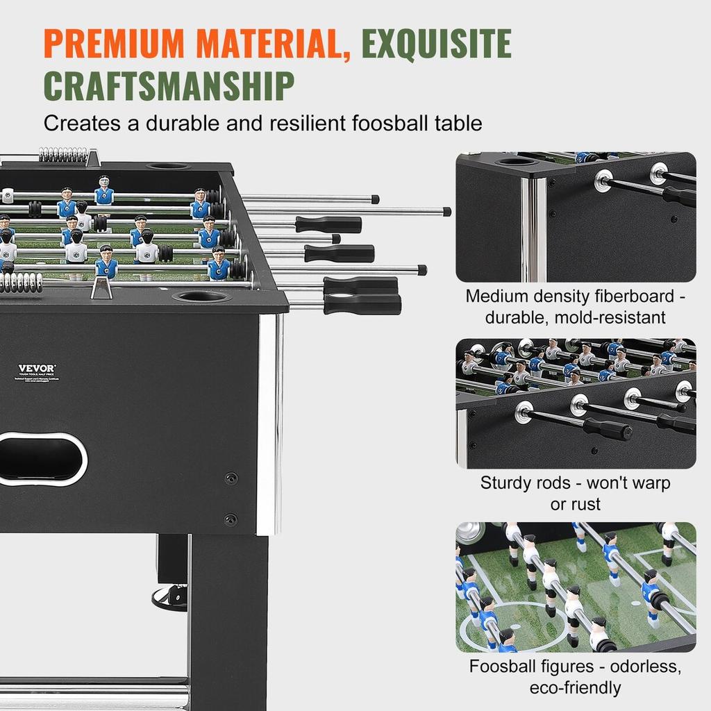 Foosball Table, 55 inch Standard Size Foosball Table, Indoor Full Size Foosball Table for Home, Family, and Game Room, Soccer with Foosball Table Set,