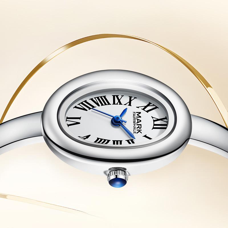 MARK FAIRWHALE Brand 3170 Fashion Ladies Wristwatches Roman Numerals Oval Dial Bracelet Watch Women Quartz Watches
