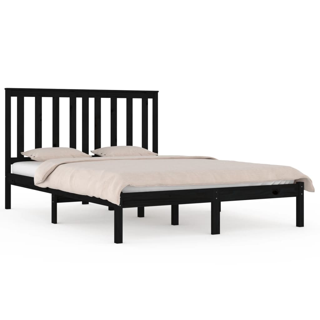 Solid Wood Bed Black Pine 140 x 190 cm