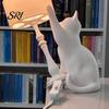 LED Cat Night Light Naughty Table Lamp 3D Printed Tipping Ornament Creative Bedside for Living Room Bedroom Home Decor Animal