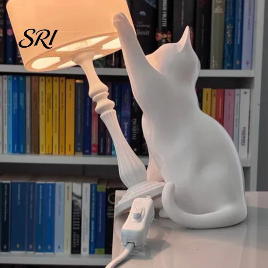 LED Cat Night Light Naughty Table Lamp 3D Printed Tipping Ornament Creative Bedside for Living Room Bedroom Home Decor Animal