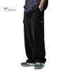 Мужские брюки-карго с несколькими карманами в американском стиле, прямые, широкие, свободные, с завязками на резинке, на талии, для повседневных путешествий