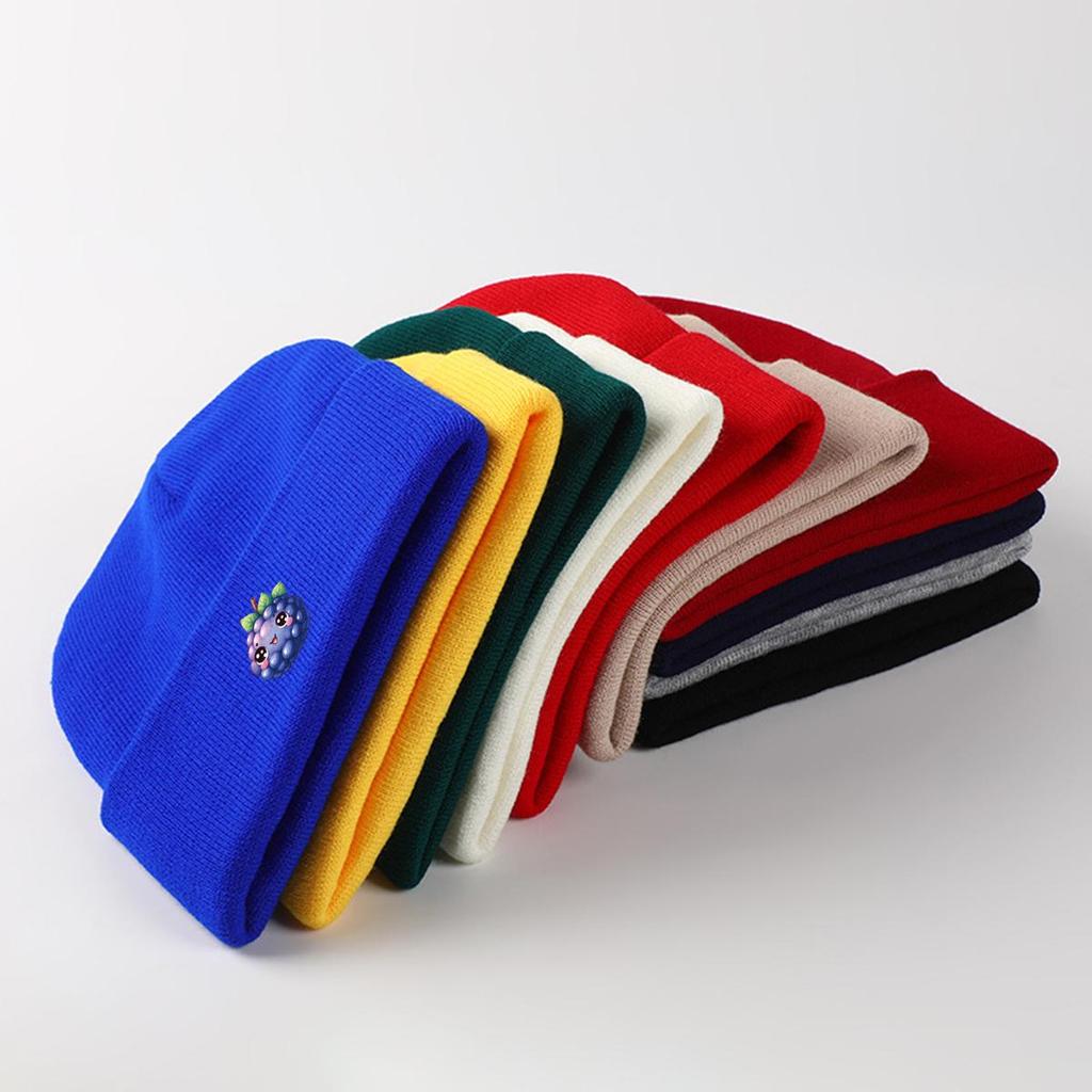 Cartoon Grape Winter Knit Cap Beanie, Fruit Skull Cap Cuff Autumn Leisure Gorro Knitted Hat Beanie