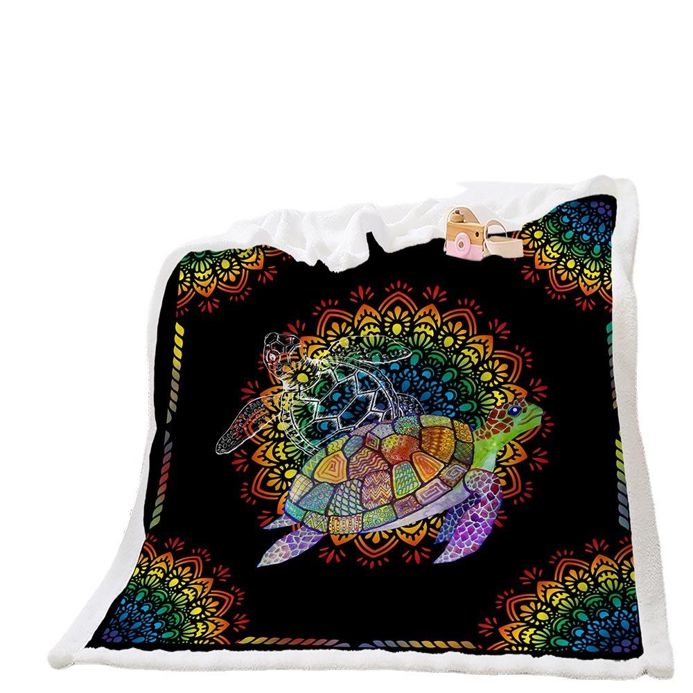 Animal Turtle Ocean 2D Digital Printing Thickened Lamb Fleece Crystal Fleece Blanket