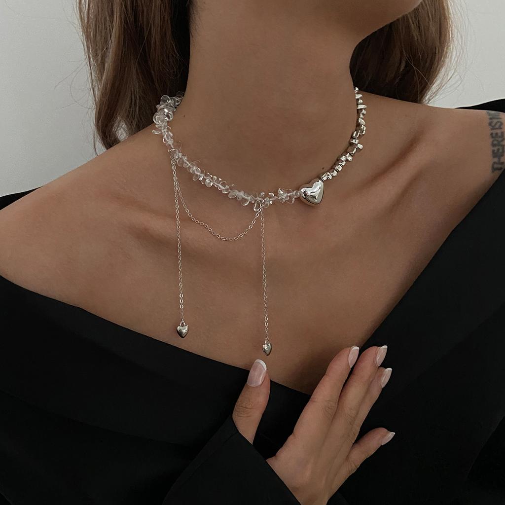 Exquisite French Style Necklace For Women Light Luxury Y2K Multi Layer Imitation Pearl Tassel Neck Chain Girls Trendy Choker