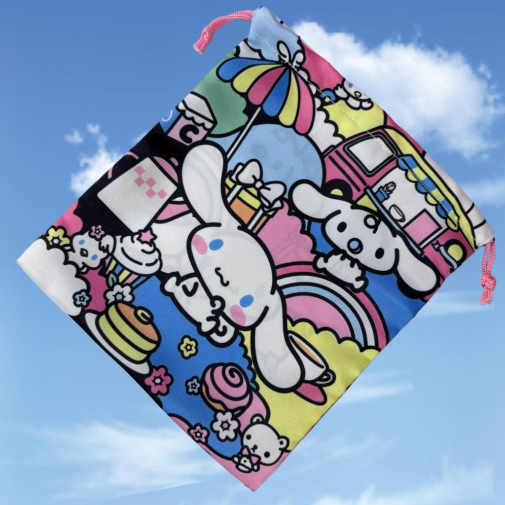 Большая холщовая сумка-тоут Sanrio с двусторонней печатью и завязками, Экологичное решение для хранения