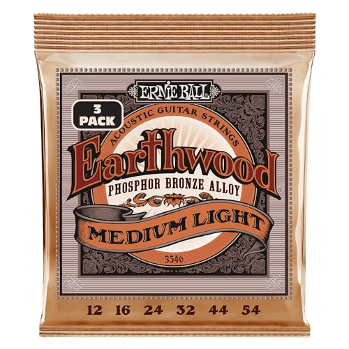 [Оригинальные] Струны для акустической гитары ERNIE BALL 3546 (12-54) EARTHWOOD Фосфорная бронза Средне-легкий 3 комплекта
