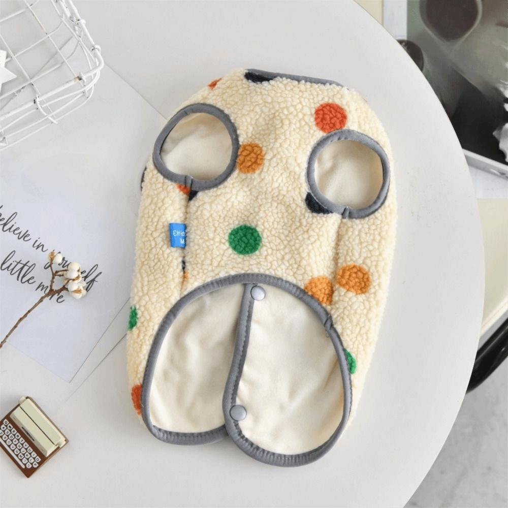 Puppy Apparel Warm Dog Hoodie Fleece Sleeveless Dog Clothes Dots Pattern Soft Pet Vest Indoor Use