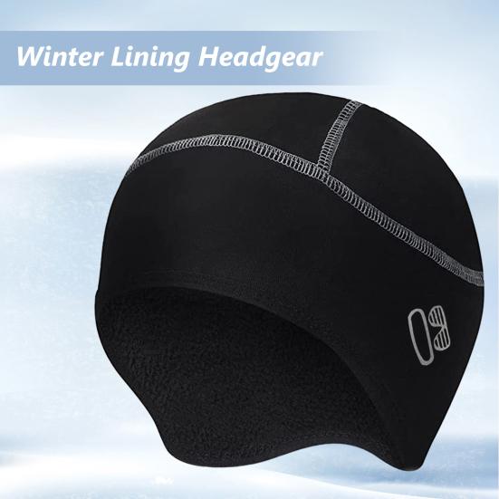 Cycling Helmet Liner Skull Fall Winter Eyeglasses Hole Warm Thick Fleece Stretch Outdoor Riding Helmet Protector Brimless Beanie Headgear