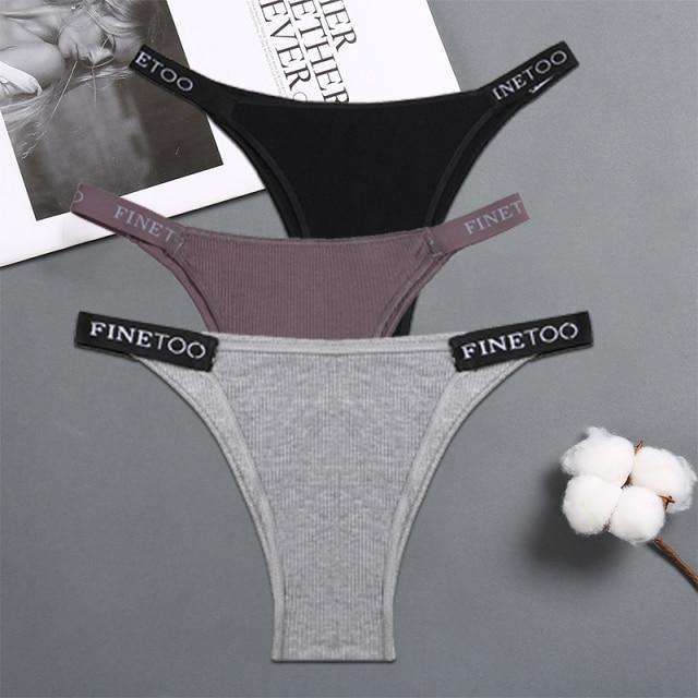 FINETOO 3PCS/Set Women's Lingerie Panties Cotton Gstring Female Underpants Sexy Letter Panties Thong Pantys Underwear Intimates