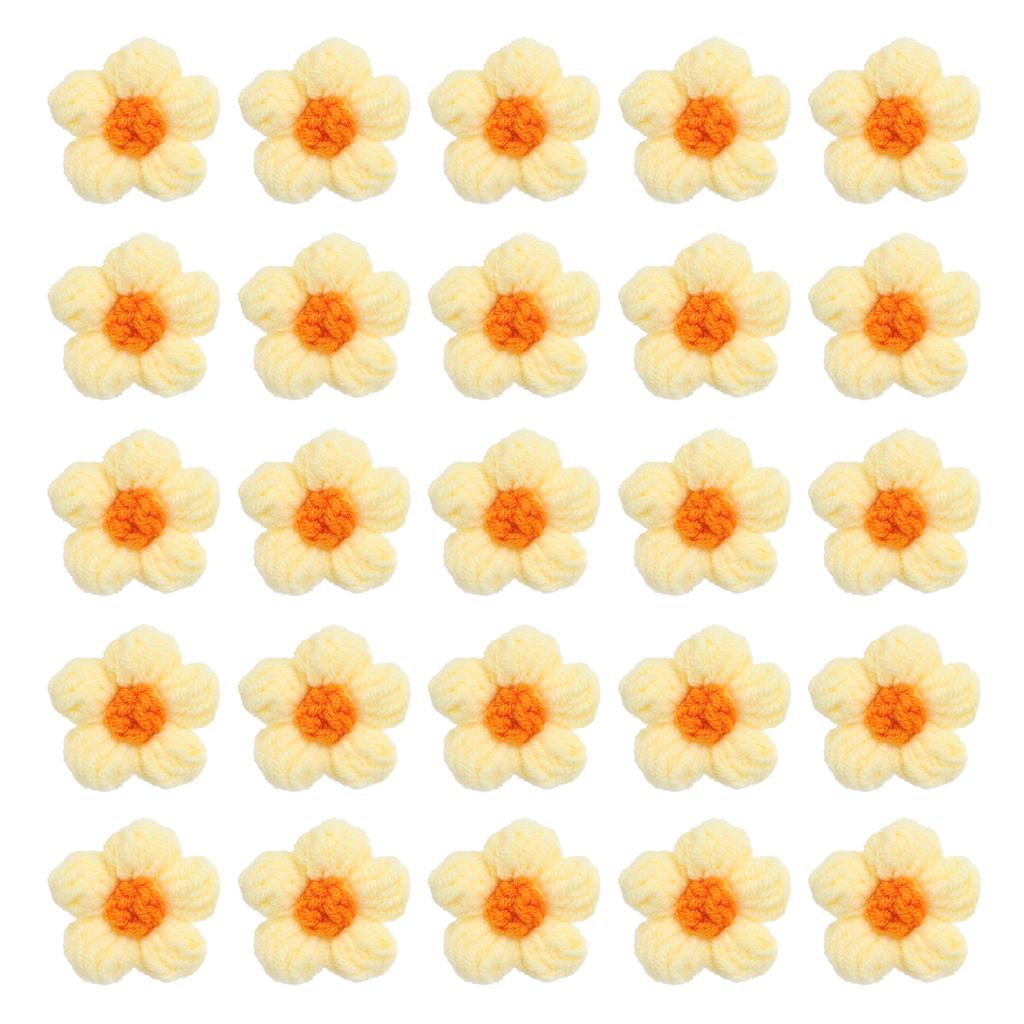 36pcs Crochet Flowers Applique Flowers for Craft Sewing Crochet Flowers Bouquet DIY Hair Clothes Party Craft Christmas Decor